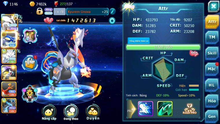 Mã : #TTS6175 - S1863 - Top18 - V10 - Kyurem Unvoa kyogre bá chủ băng né raikou ho-oh nhiều pet ht