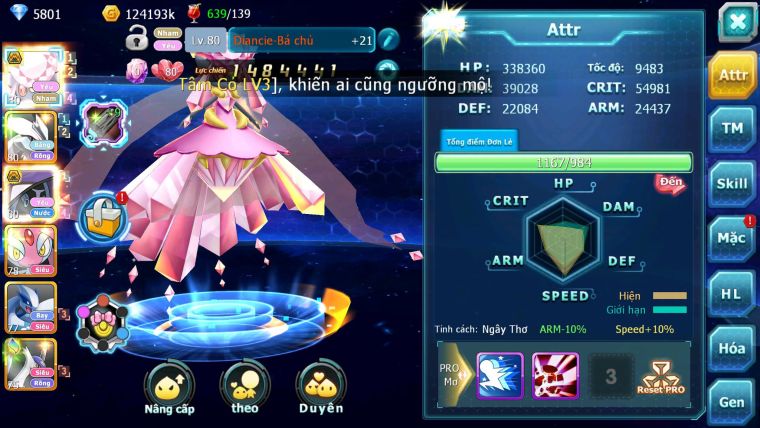 Mã : #TTS6190 - S1831 - V10 - Diancie bá chủ Kyurem Unvoa Tapu fini bc mes lugia nhiều pet ht