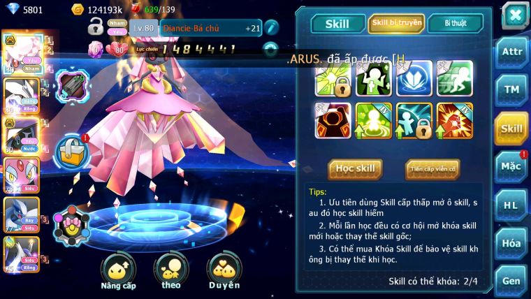 Mã : #TTS6190 - S1831 - V10 - Diancie bá chủ Kyurem Unvoa Tapu fini bc mes lugia nhiều pet ht