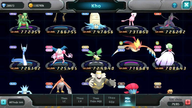 Mã : #TTS6195 - S1849 - V10 - 28K KC - Zygarde Tapu fini bc diancie rắn băng nhiều pet ht