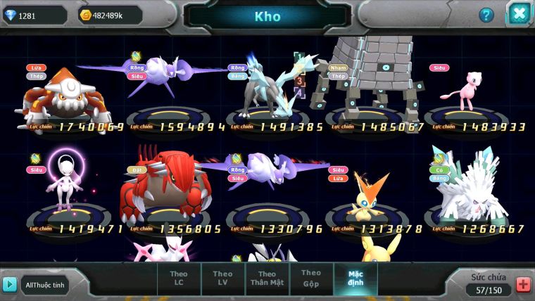 Mã : #TTS6191 - S1345 - V6 - Diancie dyanamax ho-oh bá chủ Tapu fini bc qvbc bc nhiều pet ht