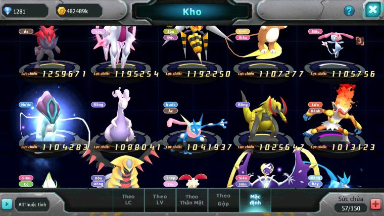 Mã : #TTS6191 - S1345 - V6 - Diancie dyanamax ho-oh bá chủ Tapu fini bc qvbc bc nhiều pet ht
