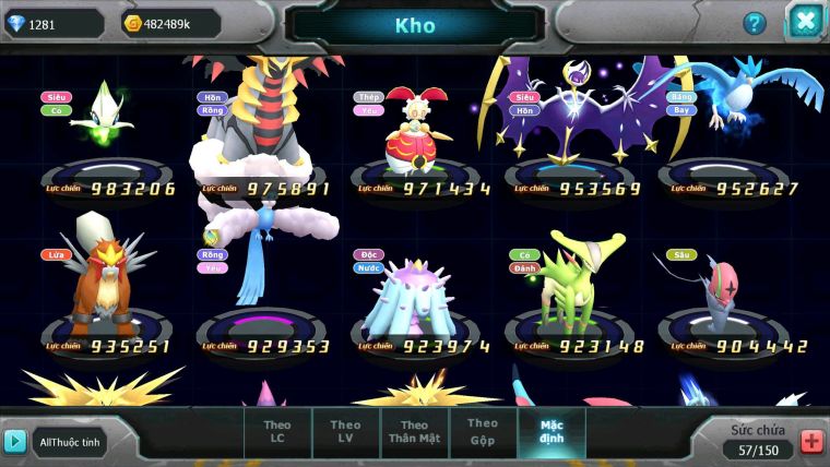 Mã : #TTS6191 - S1345 - V6 - Diancie dyanamax ho-oh bá chủ Tapu fini bc qvbc bc nhiều pet ht