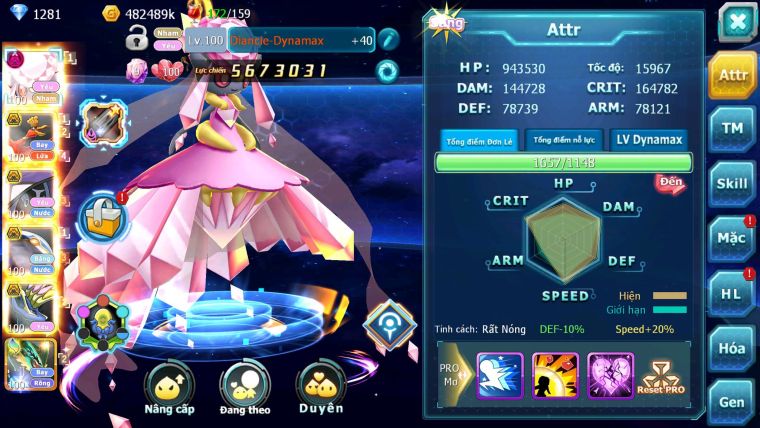 Mã : #TTS6191 - S1345 - V6 - Diancie dyanamax ho-oh bá chủ Tapu fini bc qvbc bc nhiều pet ht