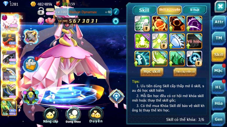 Mã : #TTS6191 - S1345 - V6 - Diancie dyanamax ho-oh bá chủ Tapu fini bc qvbc bc nhiều pet ht