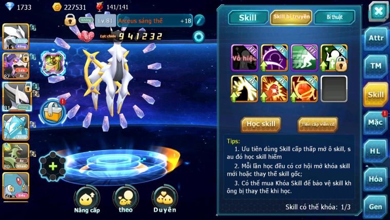Mã : #TTS6198 - S1406 - V7 - 185 Sách Kyurem Unvoa Drak ho-oh sáng thế nhiều pet ht