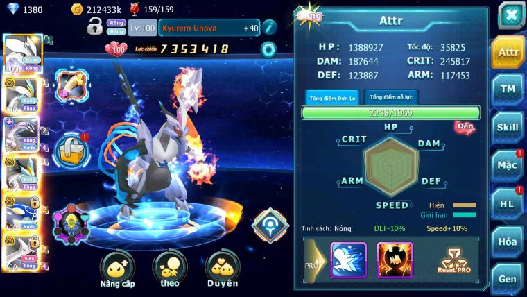 Mã : #TTS6203 - S1710 - Top48 - V12 - Kyurem Unvoa WB Bá chủ Palkia cộng hưởng kyogre bc cặp lati bc