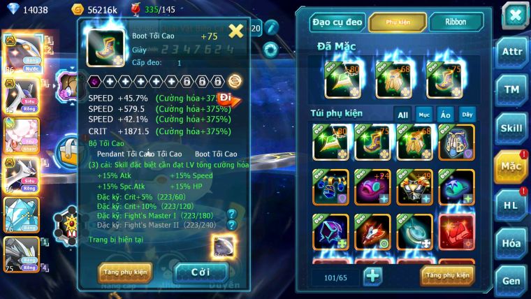 Mã : #TTS6202 - S1814 - V5 - 14K KC - Qvbc bá chủ cặp lati bc diancie nhiều pet ht