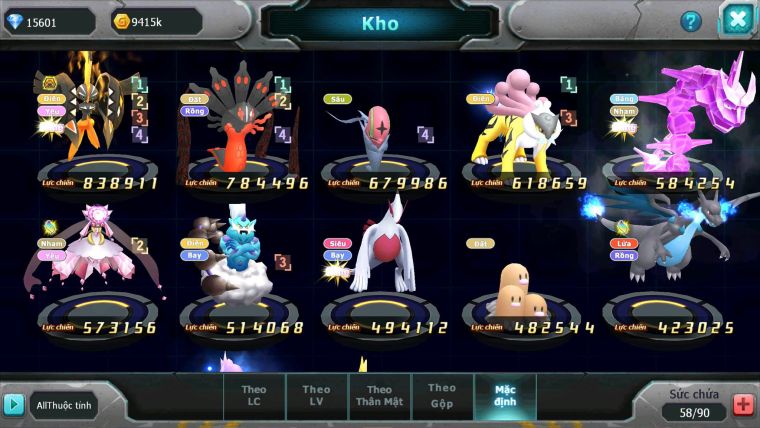 Mã : #TTS6201 - S1872 - Top22 - V10 - 15K KC - Tapu koko bá chủ raikou zygarde flare lugia diancie thần điện rắn băng