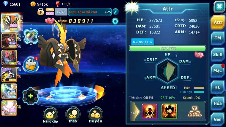 Mã : #TTS6201 - S1872 - Top22 - V10 - 15K KC - Tapu koko bá chủ raikou zygarde flare lugia diancie thần điện rắn băng