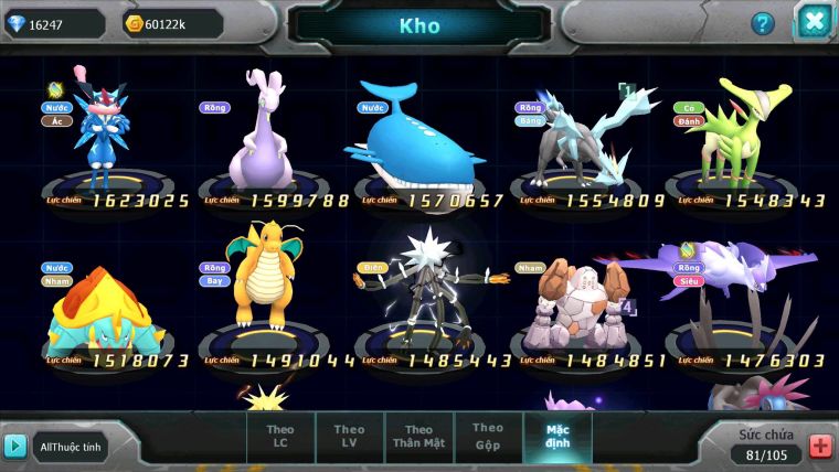 Mã : #TTS6230 - S1079 - 16K KC - Ho-oh bá chủ Drak ho-oh Yvetal thần gió bc nhiều pet ht