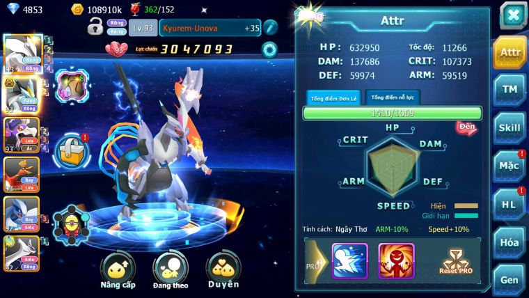 Mã : #TTS6232 - S299 - Kyurem Unvoa Black bá chủ White drak hooh hooh nhiều pet ht