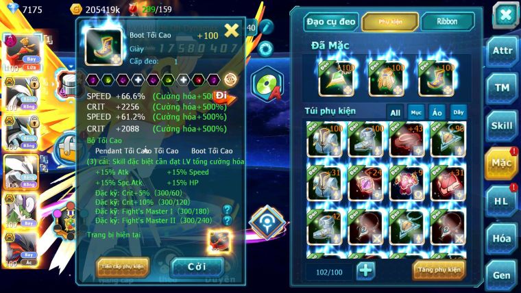 Mã : #TTS6240 - S90 - Top42 - V9 - Ho-oh dynamax WB Bá Chủ Kyurem Unvoa Thần gió bc cặp cá bc nhiều pet bc