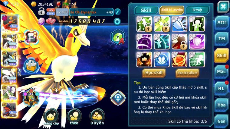 Mã : #TTS6240 - S90 - Top42 - V9 - Ho-oh dynamax WB Bá Chủ Kyurem Unvoa Thần gió bc cặp cá bc nhiều pet bc