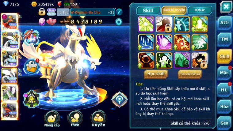 Mã : #TTS6240 - S90 - Top42 - V9 - Ho-oh dynamax WB Bá Chủ Kyurem Unvoa Thần gió bc cặp cá bc nhiều pet bc