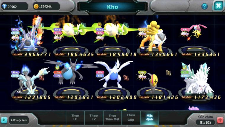 Mã : #TTS6237 - S1840 - V5 - 20K KC - Kyurem Unvoa Cặp Latias os bá chủ raikou Mes nhiều pet