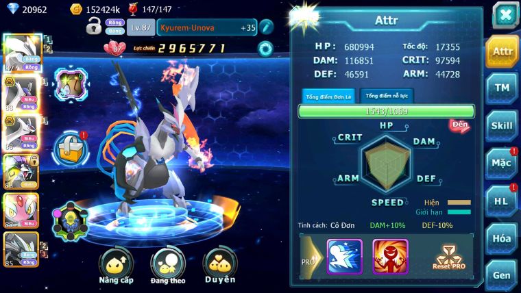Mã : #TTS6237 - S1840 - V5 - 20K KC - Kyurem Unvoa Cặp Latias os bá chủ raikou Mes nhiều pet