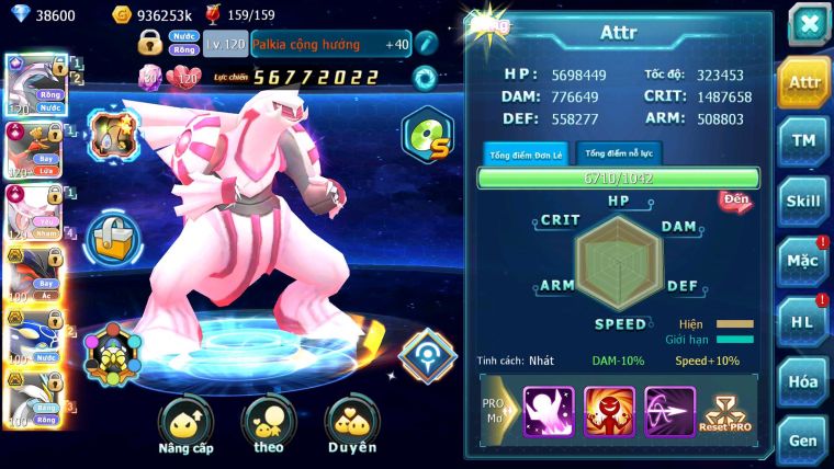 Mã : #TTS6244 - S1046 - Top1 ALL - Top 15 - Palkia cộng hưởng Hooh& Diancie Ch dyanamx Nhiều pet ht form quá đẹp