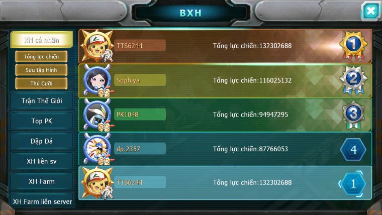 Mã : #TTS6244 - S1046 - Top1 ALL - Top 15 - Palkia cộng hưởng Hooh& Diancie Ch dyanamx Nhiều pet ht form quá đẹp