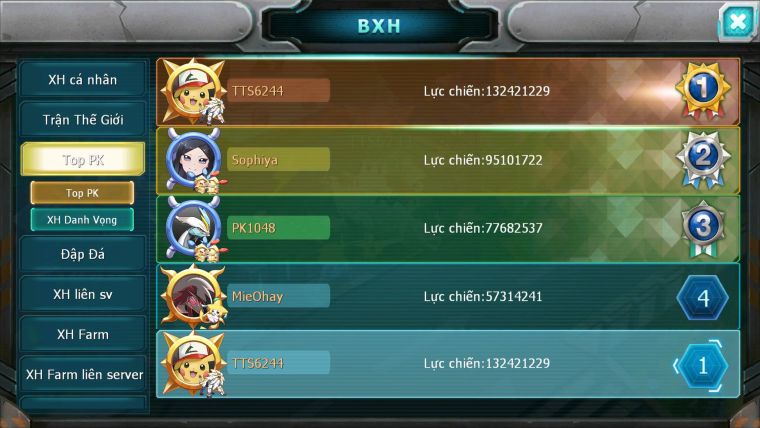 Mã : #TTS6244 - S1046 - Top1 ALL - Top 15 - Palkia cộng hưởng Hooh& Diancie Ch dyanamx Nhiều pet ht form quá đẹp