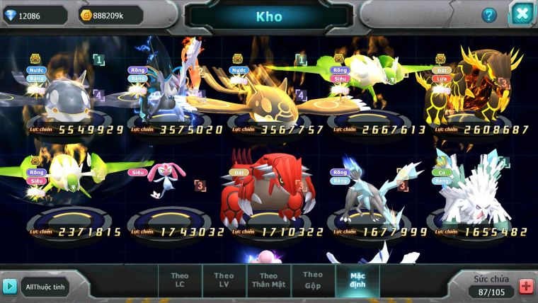 Mã : #TTS6260 - S1810 - V11 - 12K KC - Cặp cá bá chủ Kyurem Unvoa cặp lati bá chủ quá ngon