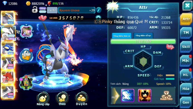 Mã : #TTS6260 - S1810 - V11 - 12K KC - Cặp cá bá chủ Kyurem Unvoa cặp lati bá chủ quá ngon