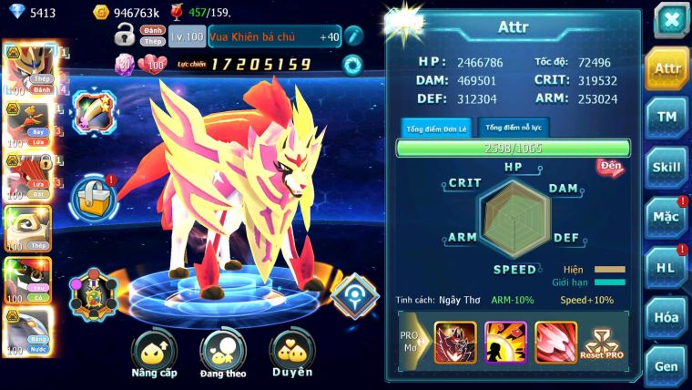 Mã : #TTS6268 - S1455 - V14 - Vua Khiên Bá Chủ Ho-oh bc cặp cá bá chủ nhiều pet huyền thoại