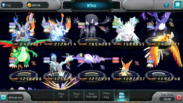 Mã : #TTS6267 - S1475 - Kyurem Unvoa white kyurem shadow lugia ho-oh nhiều pet ht