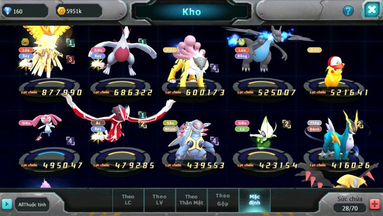 Mã : #TTS6266 - S1477 - V5 - Ho-oh bá chủ lugia raikou pikachu nhiều pet ht