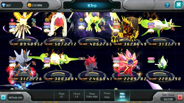 Mã : #TTS6280 - S1255 - V11 - Ho-oh bá chủ dyanamx lugia bá chủ thần gió bc Cặp lati bc