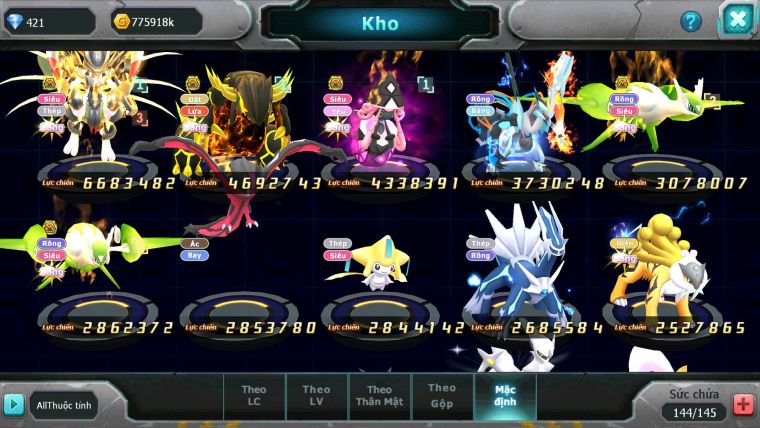 Mã : #TTS6287 - S1163 - V3 - Mew giáp bá chủ Qvld bc Tapu lele Kyurem Cặp Lati bá chủ
