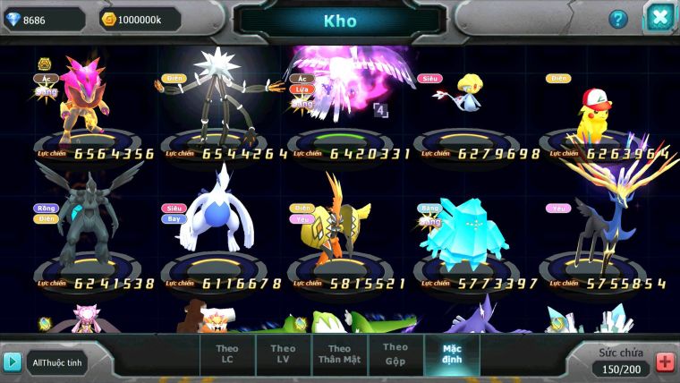 Mã : #TTS6296 - S1253 - Top5- V14 - Ho-oh Cộng Hưởng Dynamax LC Khủng Yvetal & Palkia cộng hưởng Kyurem Unvoa Bá Chủ ( Nạp 10tr ) - WB Dynamax