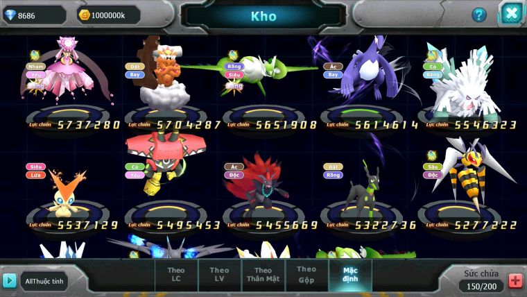 Mã : #TTS6296 - S1253 - Top5- V14 - Ho-oh Cộng Hưởng Dynamax LC Khủng Yvetal & Palkia cộng hưởng Kyurem Unvoa Bá Chủ ( Nạp 10tr ) - WB Dynamax