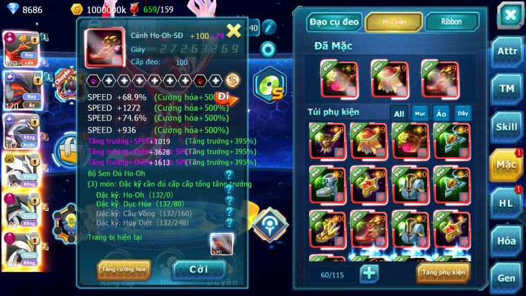 Mã : #TTS6296 - S1253 - Top5- V14 - Ho-oh Cộng Hưởng Dynamax LC Khủng Yvetal & Palkia cộng hưởng Kyurem Unvoa Bá Chủ ( Nạp 10tr ) - WB Dynamax