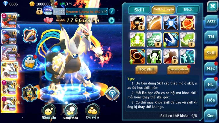 Mã : #TTS6296 - S1253 - Top5- V14 - Ho-oh Cộng Hưởng Dynamax LC Khủng Yvetal & Palkia cộng hưởng Kyurem Unvoa Bá Chủ ( Nạp 10tr ) - WB Dynamax