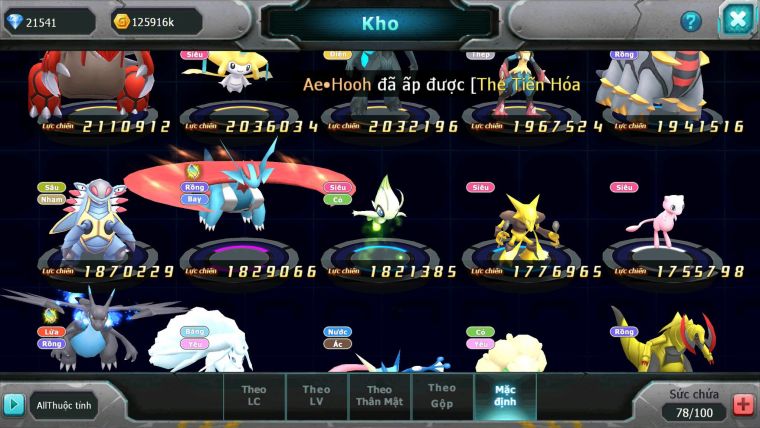 Mã : #TTS6311 - S1688 - V6 - 21K KC Palkia cộng hưởng full ss Kyurem Unvoa Cặp Lati bc nhiều pet ht