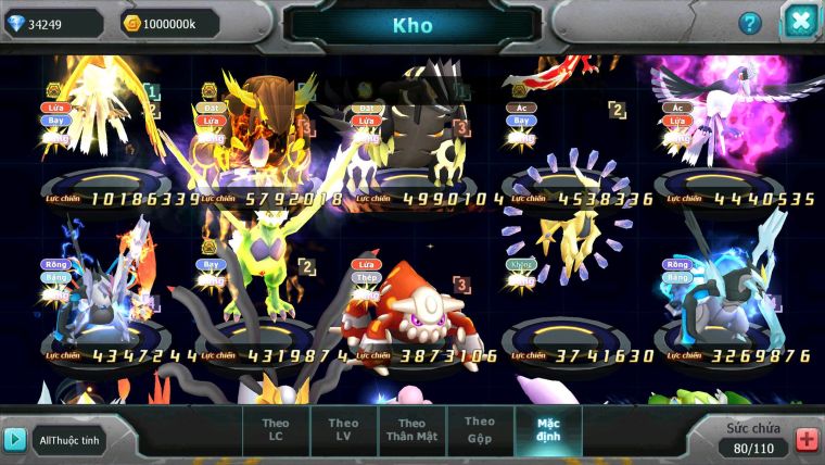 Mã : #TTS6314 - S1165 - V4 - 34K KC - Ho-oh bc Qvld bc yvetal bc thần gió bc Kyurem Unvoa Nhiều pet HT
