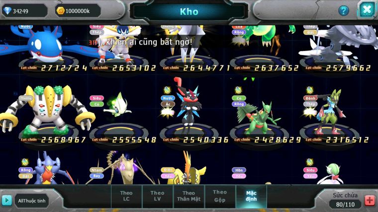Mã : #TTS6314 - S1165 - V4 - 34K KC - Ho-oh bc Qvld bc yvetal bc thần gió bc Kyurem Unvoa Nhiều pet HT