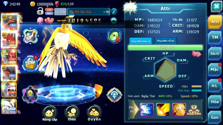 Mã : #TTS6314 - S1165 - V4 - 34K KC - Ho-oh bc Qvld bc yvetal bc thần gió bc Kyurem Unvoa Nhiều pet HT