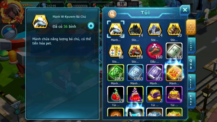 Mã : #TTS6314 - S1165 - V4 - 34K KC - Ho-oh bc Qvld bc yvetal bc thần gió bc Kyurem Unvoa Nhiều pet HT