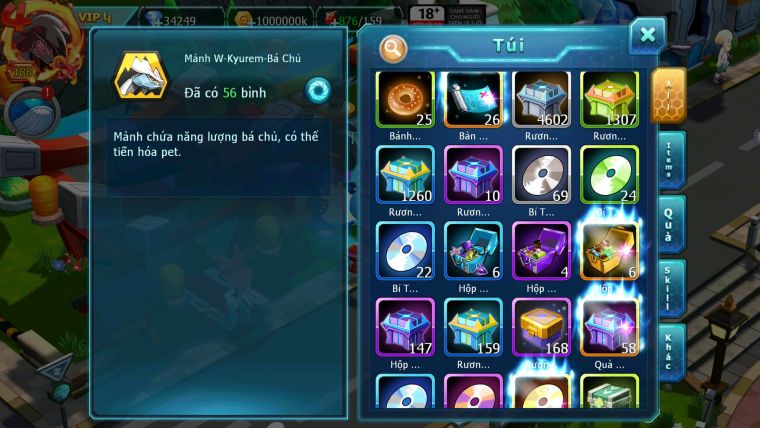 Mã : #TTS6314 - S1165 - V4 - 34K KC - Ho-oh bc Qvld bc yvetal bc thần gió bc Kyurem Unvoa Nhiều pet HT