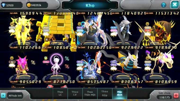 Mã : #TTS6501 - S1046 - V15 - BXH : 1 All Palkia CH - Diancie & Ho-oh CHD Yvetal Kyogre WB BC Đua Cực Ngon