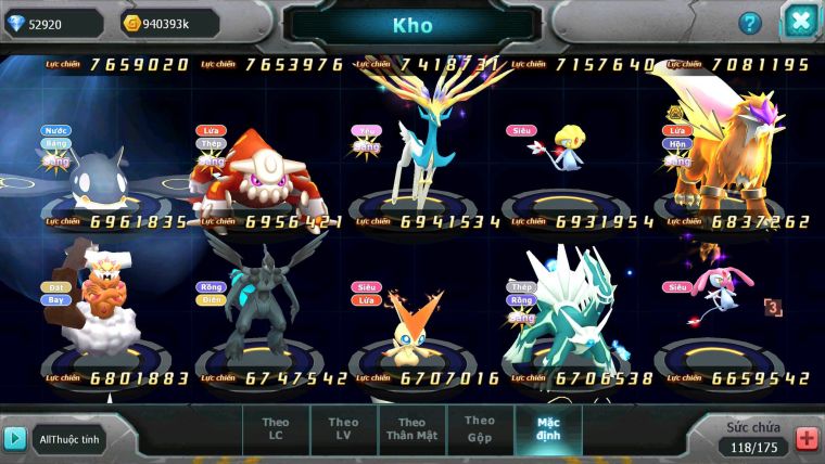 Mã : #TTS6501 - S1046 - V15 - BXH : 1 All Palkia CH - Diancie & Ho-oh CHD Yvetal Kyogre WB BC Đua Cực Ngon