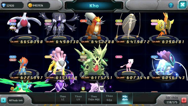 Mã : #TTS6501 - S1046 - V15 - BXH : 1 All Palkia CH - Diancie & Ho-oh CHD Yvetal Kyogre WB BC Đua Cực Ngon