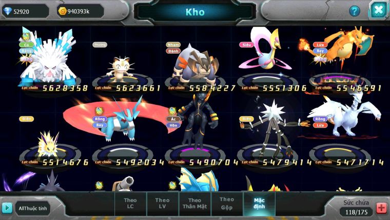 Mã : #TTS6501 - S1046 - V15 - BXH : 1 All Palkia CH - Diancie & Ho-oh CHD Yvetal Kyogre WB BC Đua Cực Ngon