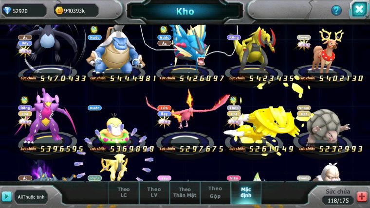 Mã : #TTS6501 - S1046 - V15 - BXH : 1 All Palkia CH - Diancie & Ho-oh CHD Yvetal Kyogre WB BC Đua Cực Ngon