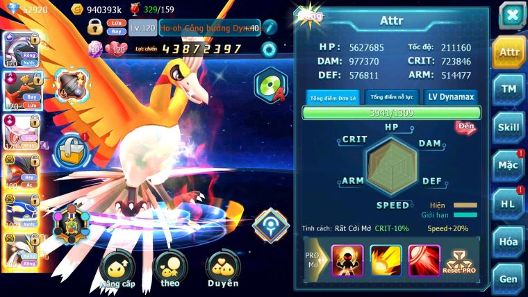 Mã : #TTS6501 - S1046 - V15 - BXH : 1 All Palkia CH - Diancie & Ho-oh CHD Yvetal Kyogre WB BC Đua Cực Ngon