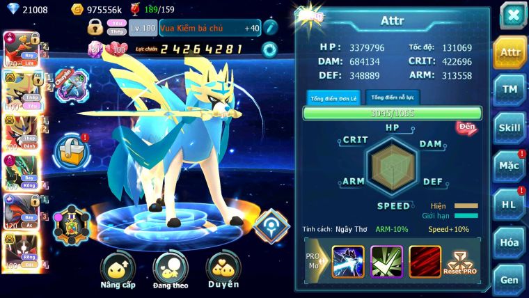 Mã : #TTS6503 - S1322 - V15 - BXH : 23 - 1K2 Sách - 21K KC - Ho-oh CHD Yvetal CH Kiếm &Khiên Bá Chủ Ray Dymax Zflare BC