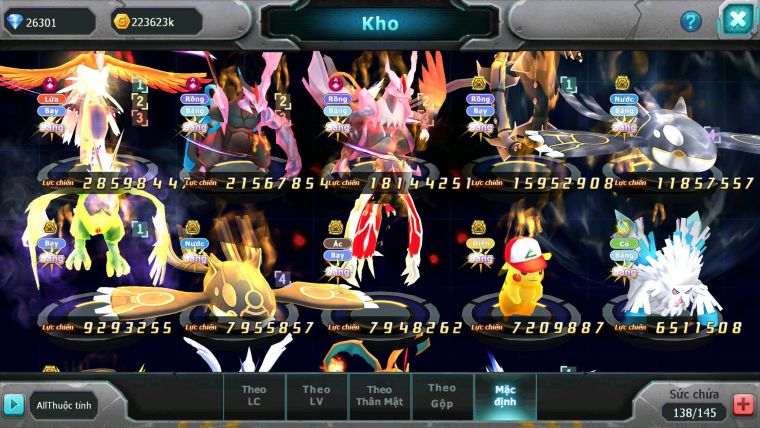 Mã : #TTS6507 - S1235 - BXH : 12 Ho-oh WB CHD Rayquaza BC Cặp Cá Yvetal Thần Gió BC