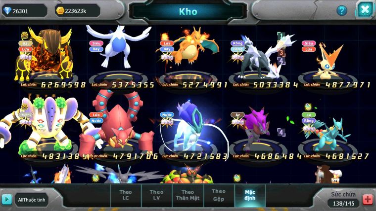 Mã : #TTS6507 - S1235 - BXH : 12 Ho-oh WB CHD Rayquaza BC Cặp Cá Yvetal Thần Gió BC